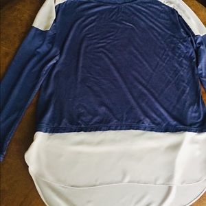 She and Sky Navy Chiffon Long Sleeve Top New Large